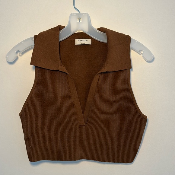 Babaton Aritzia Sculpt Knit Collar Crop Top - Picture 3 of 4